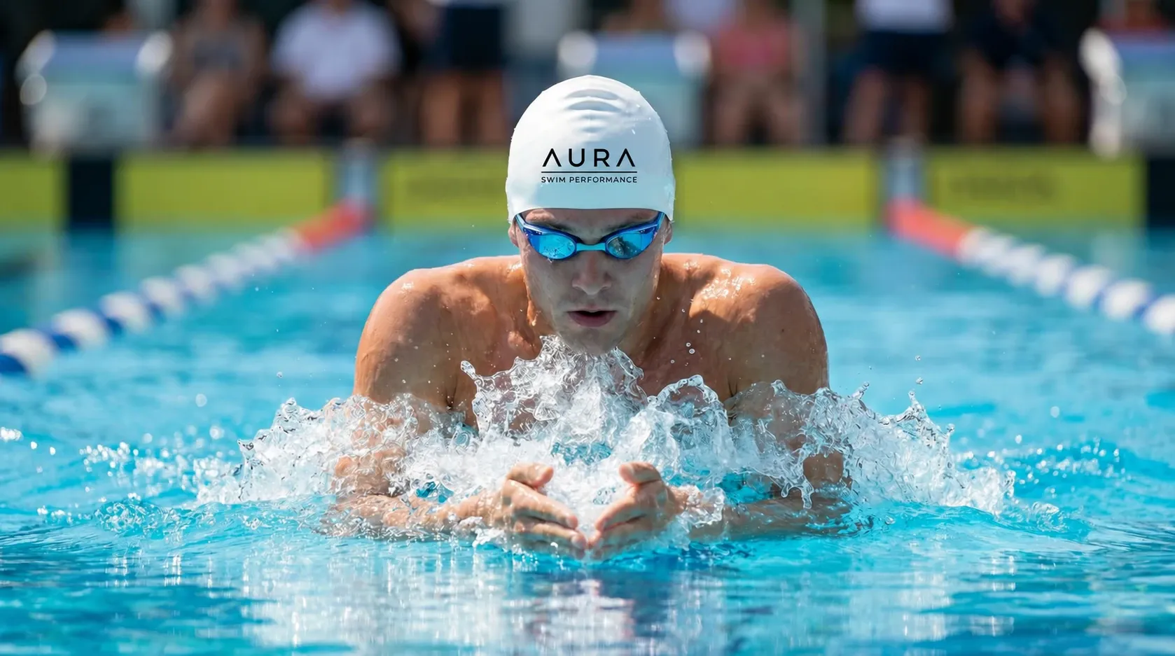 An athlete focused on the next stroke